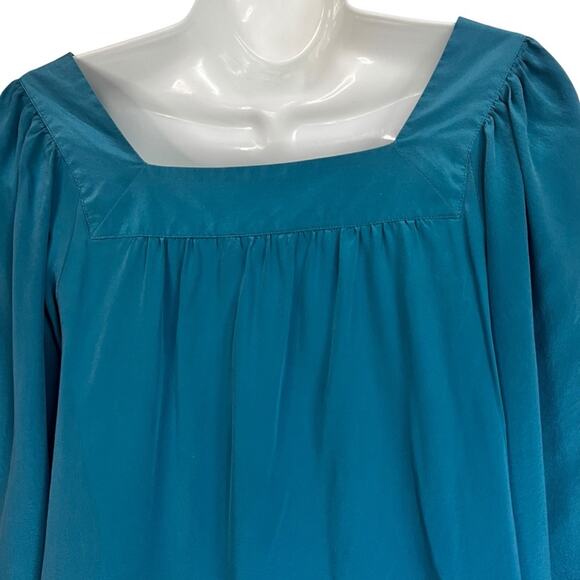 Vintage Silk Y2K Express Teal Mini Shift Dress with Square Neck EUC Size XS - Picture 6 of 8